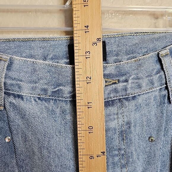 Simple Society AB Rhinestone Studded High Rise Button Fly Straight Denim Jean 31 - Picture 10 of 12